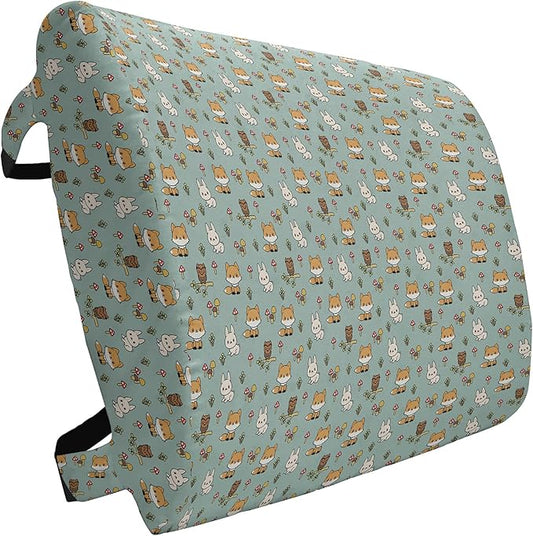 Ambesonne Woodsy Lumbar Back Support Pillow, Friendly Woodland Creatures Mushrooms and Plants in Cartoon Style, High Density Foam for Office Chairs Car Seats, 14" x 13", Multicolor