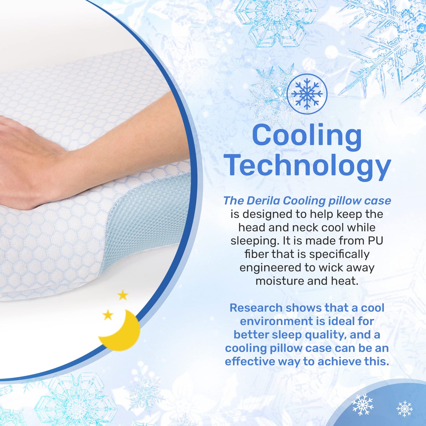 Derila King Size Cooling Pillowcase | Optimal Temperature Control for Your Derila Memory Foam Pillow for Perfect Sleep. Quality Material White Pillow case ensures for Pillows 23.6" x 13.4" x 4.3"