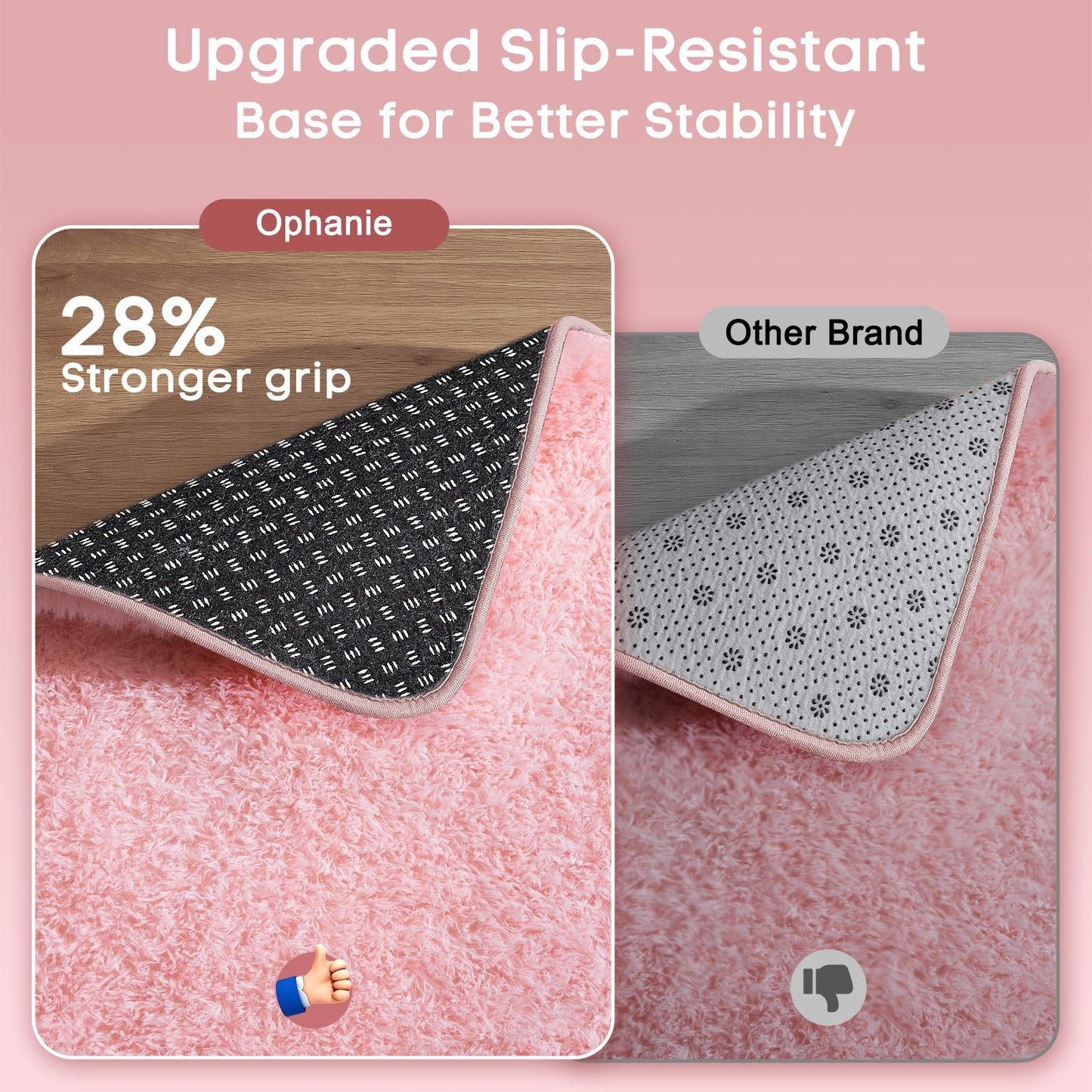 Ophanie Pink Area Rugs for Bedroom Girls, 5x8 Kids Fluffy Fuzzy Furry Shag Carpet, Plush Soft Cute Baby Shaggy Bedside Indoor Floor Rug for Teen Dorm Decor, Nursery with Over 99 pcs Pile fibers