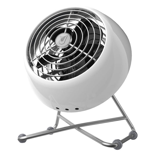 Vornado VFAN™ Mini Modern Personal Desk Fan with 2-Speed Control, Adjustable Tilt, Quiet Metal Air Circulator for Office, Bedroom, Dorm, Compact Desktop Cooling Device, Ice White