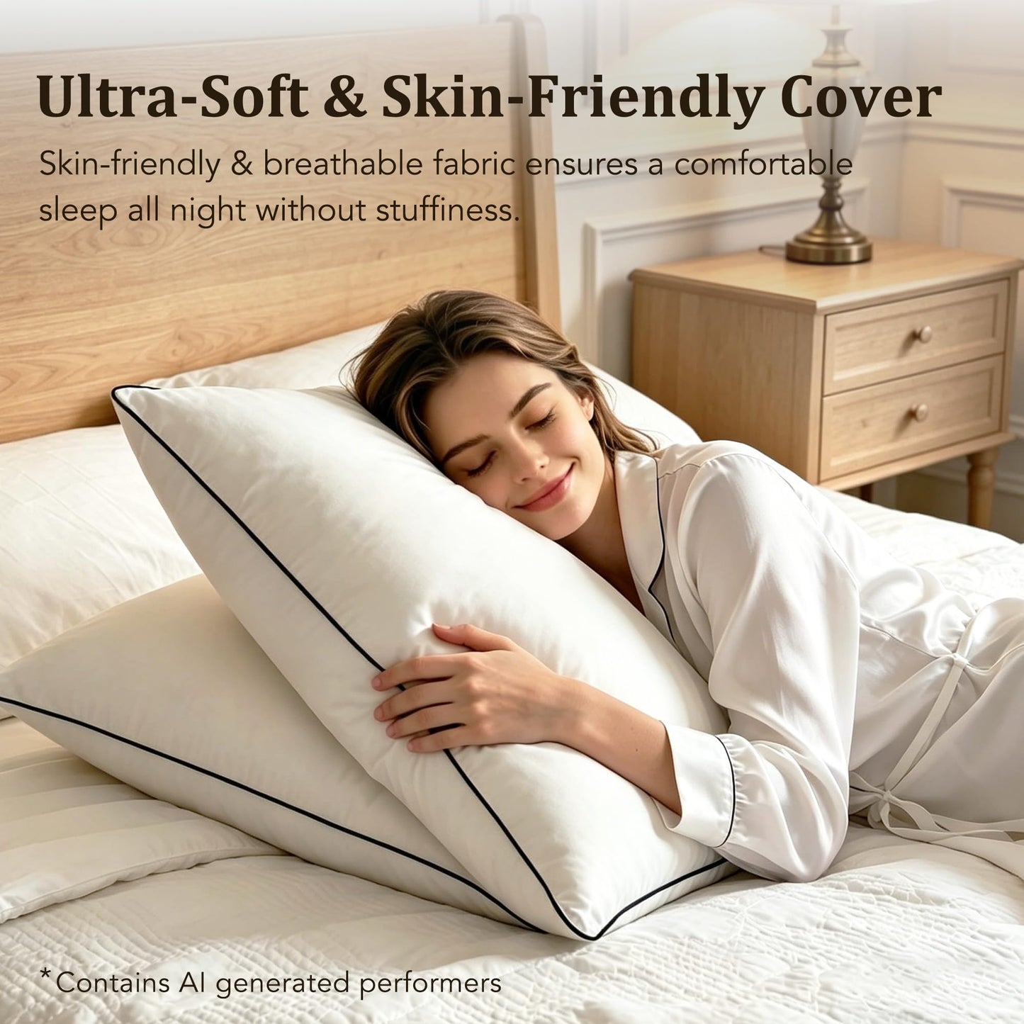 HYVIF Feather Down King Bed Pillows, Luxury Hotel Collection with Premium Cotton Shell, Gusseted Pillows for Side and Back Sleepers, Soft and Supportive
