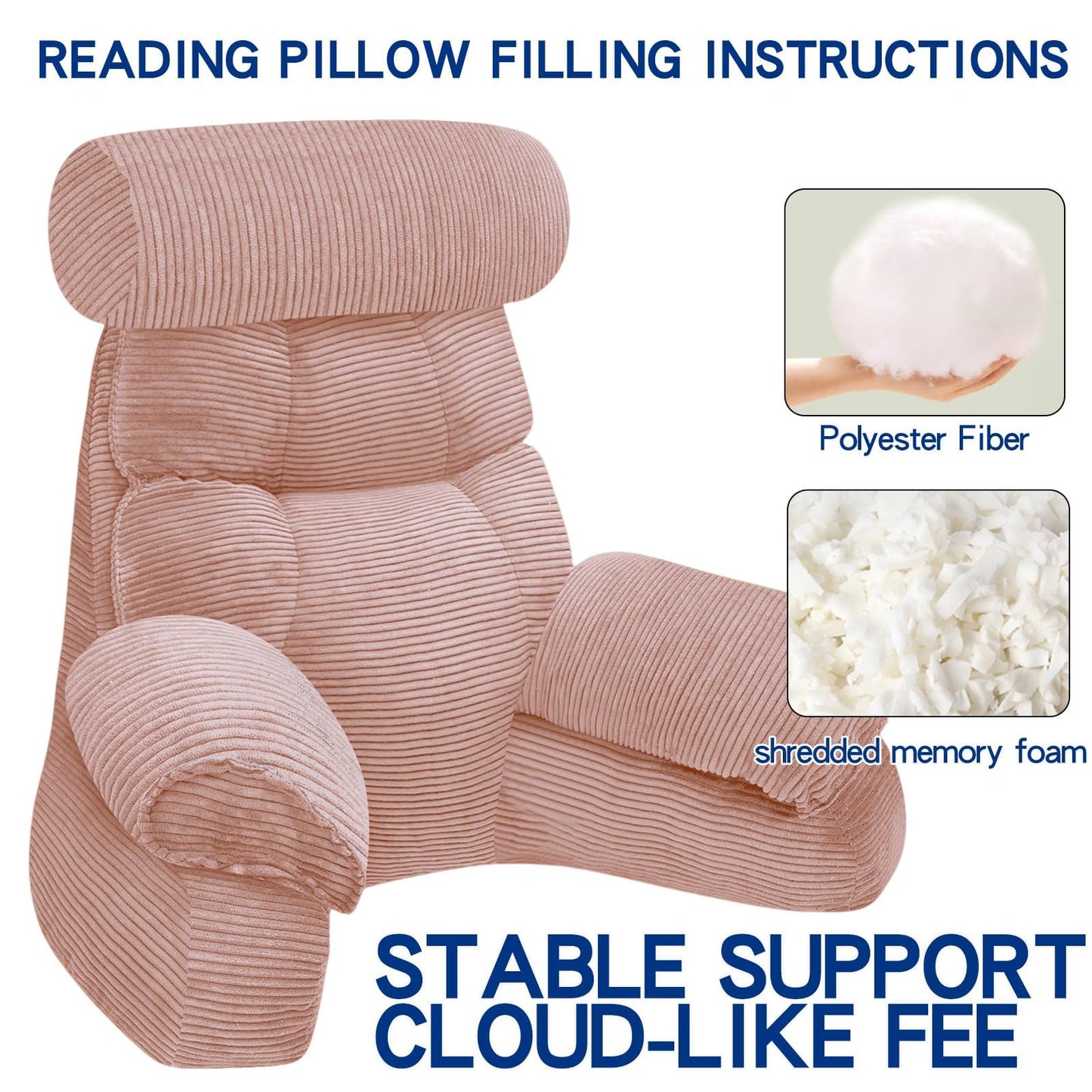 FXXUDVNIIN Back Pillow for Bed Sitting up – with 9.4" Armrest