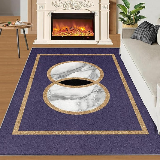 Marble Area Carpet Elegant Purple Marble Area Rugs for Living Room Modern Minimalist Rug Modern Light Luxury Geometric Carpet for Bedroom Entrance Door 5x7ft