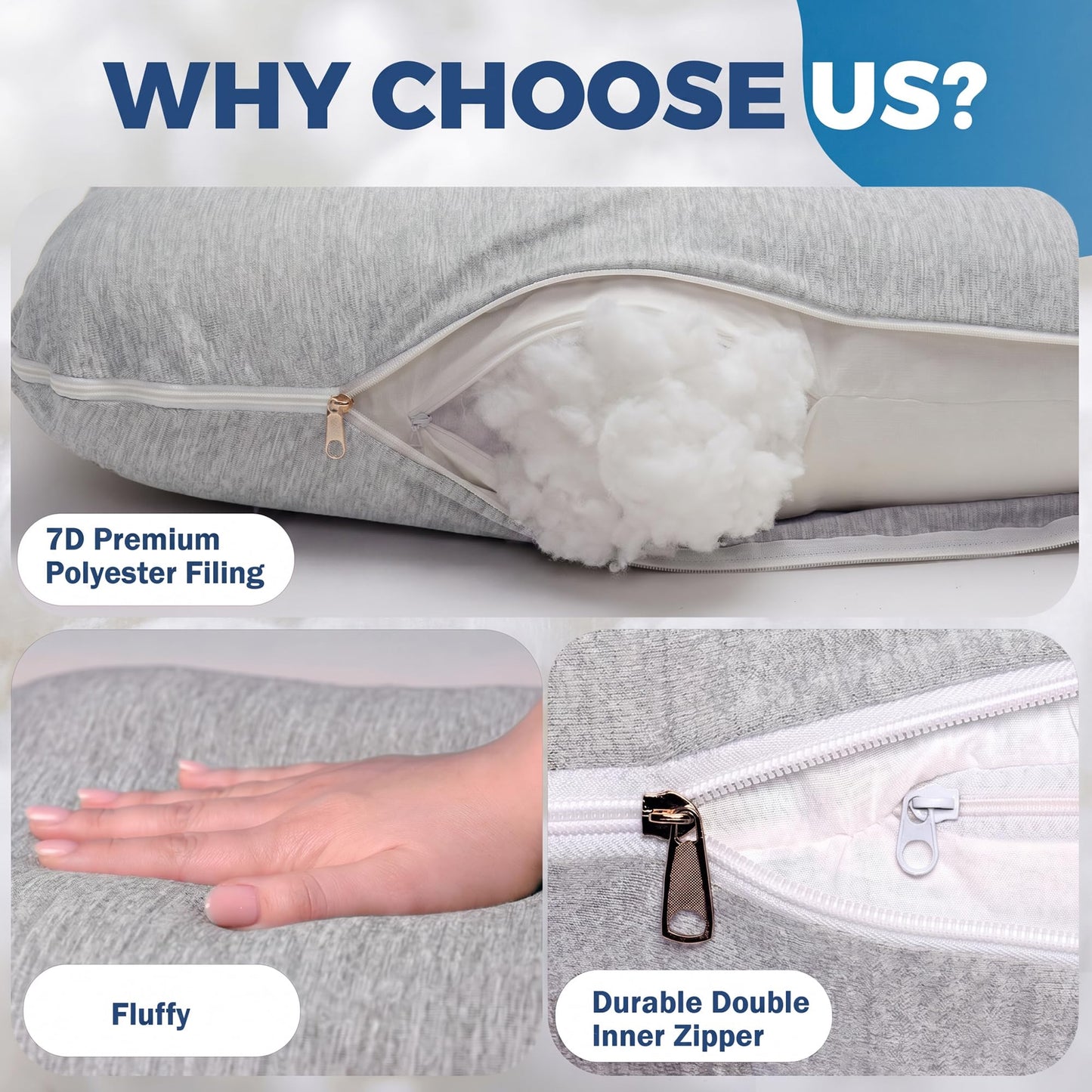 PILLANI Cooling Pregnancy Pillows for Sleeping – 57-Inch Maternity Pillow for Pregnant Women with Breathable, Removable Washable Cover – Support for Back, Belly, Neck, Legs, & Hips – Full Body Pillow
