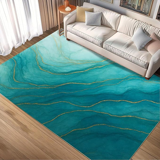 Luxury Marble Rug - 3x4 Rug, Abstract Marble Outdoor Rugs, Abstract Modern Entryway Rugs, Washable & Non Slip Carpet Home Decor