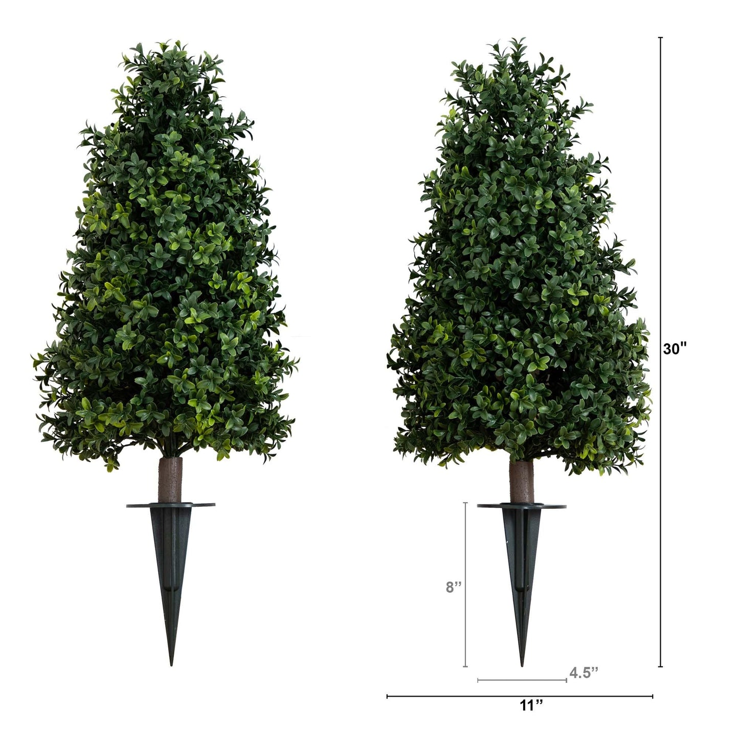 Nearly Natural 2.5ft Artificial Boxwood Topiary Plants 2-Pack with UV Resistant Ground Stakes for Indoor Outdoor Home Decor and Garden Decoration