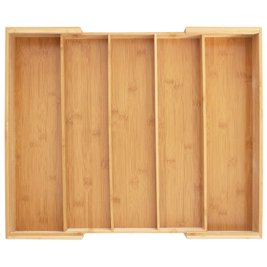 Totally Bamboo Expandable 5-Compartment Drawer Organizer, Expands from 13 to 22" Wide