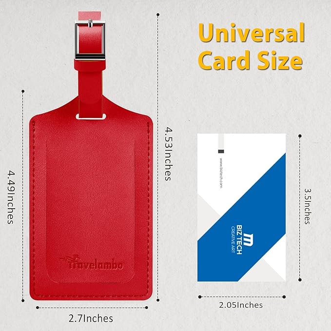 Travelambo 26 Pack Luggage Tags Faux Leather for Suitcases Travel Bag Labels with Protection Cover ID (Red Deep)