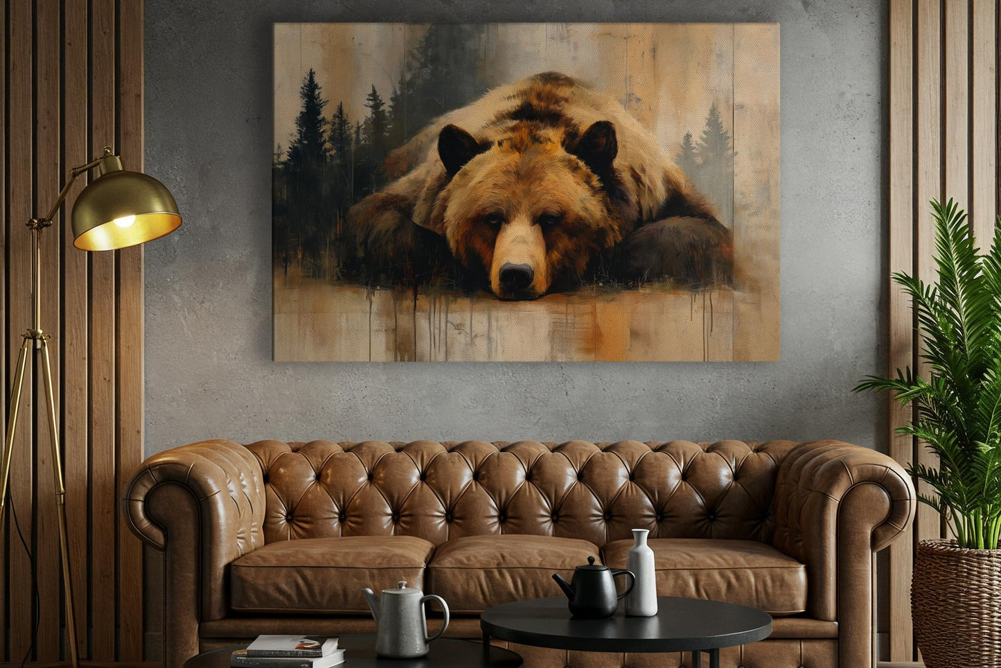LuxeWood Wildlife Canvas Prints - Wild Animals Home Decor - Medium, Large, and Extra Large Wall Art for Living Room, Bathroom, Kitchen (Grizzly Repose, 31" L x 47" W)