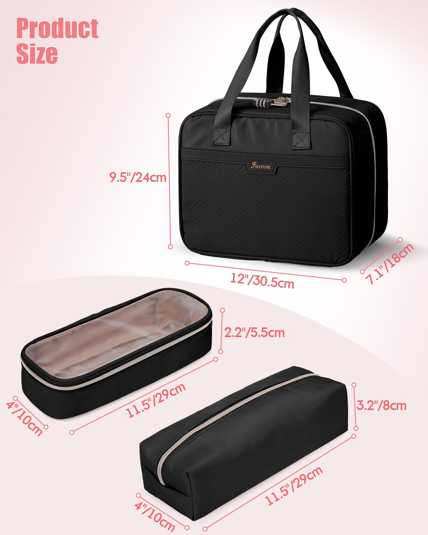 Fasrom Discreet Bag for Toys, Private Toy Storage Bag with Lockable Zipper and Detachable Pouches, Travel Toy Box Organizer for Adult Men and Women, Black (Bag Only, Patent Design)