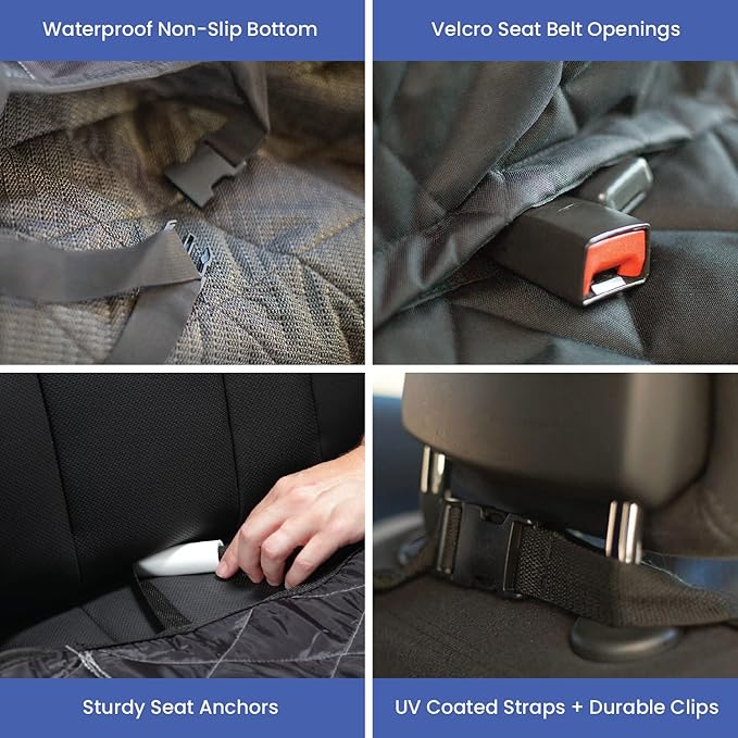 4Knines Dog Hammock for Cars, SUVs, and Small Trucks (Regular Size, Camo) – Rear Seat Cover for 60/40 Split Bench w/Armrest & Seatbelt Access – Heavy Duty, Waterproof, Easy Install, Machine Washable