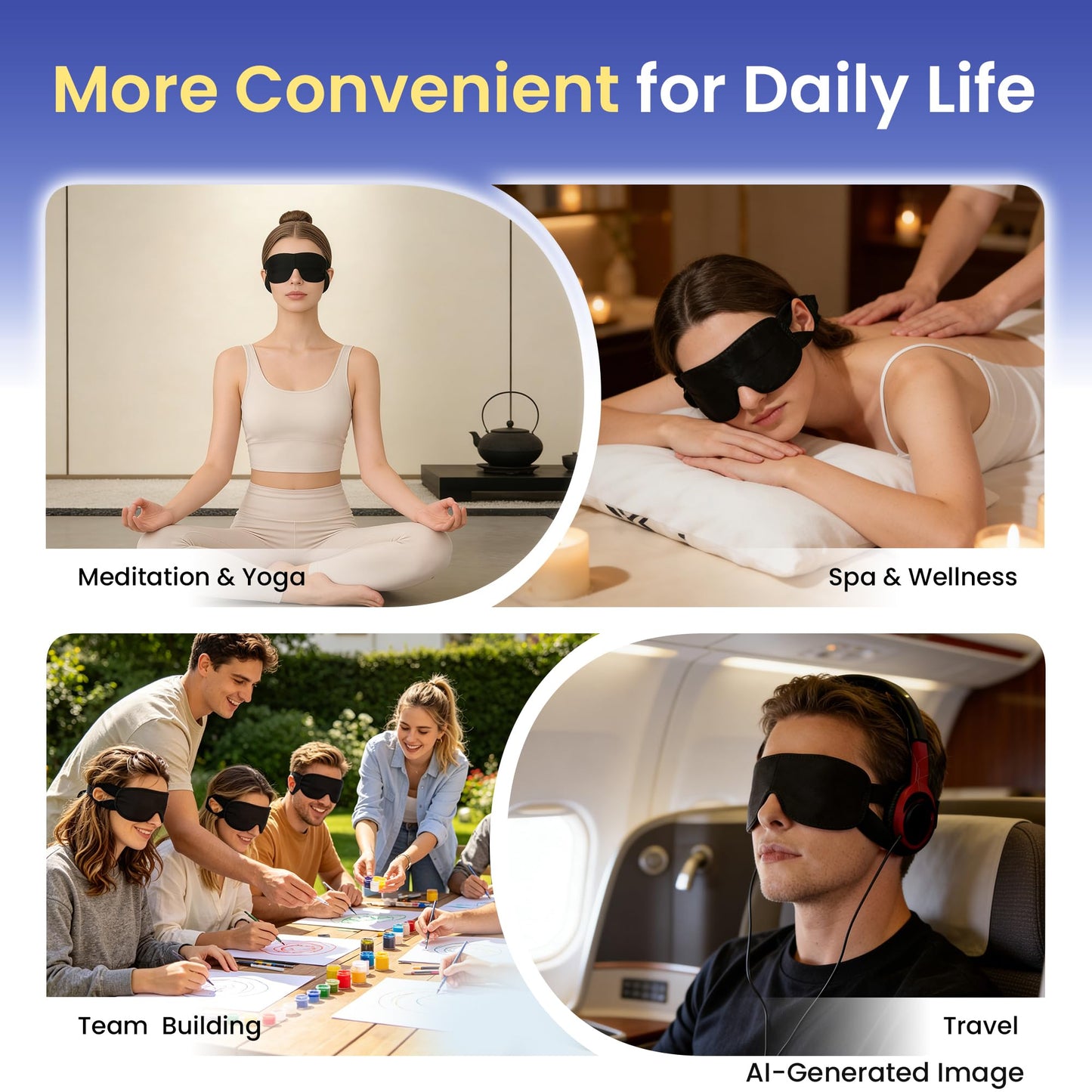 CROUVM 100 Packs Disposable Sleep Masks Bulk, Blackout Blindfolds for Men Women, Soft Eyemasks Adjustable for Sleeping Travel Yoga, Light Blocking Night Eye Mask for Party Games Team Building