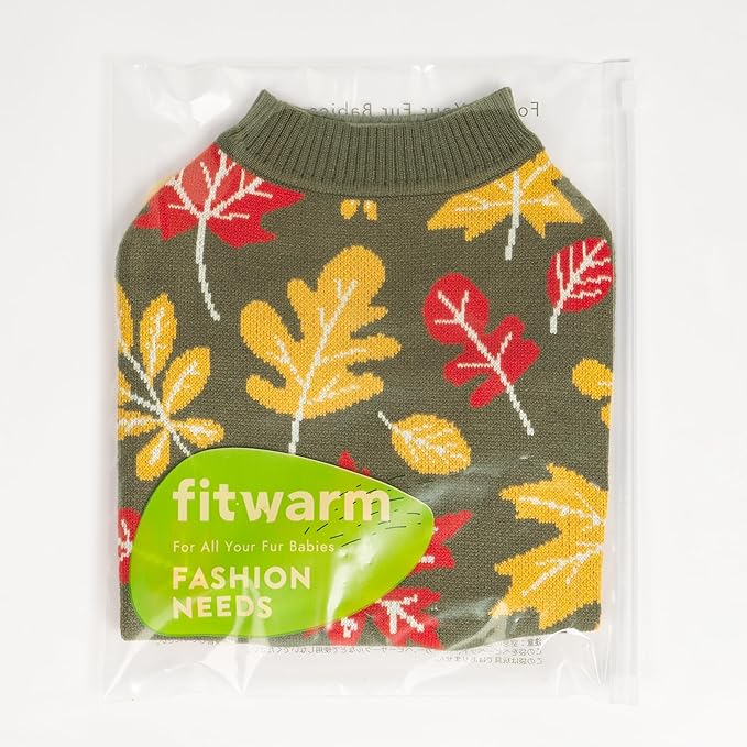 Fitwarm Maple Dog Sweater, Thermal Dog Winter Clothes for Small Dogs Boy Girl, Fall Pet Outfit, Red, Yellow, White, Olive Green, Large