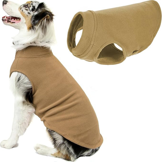 Gooby Stretch Fleece Vest Dog Sweater - Sand, 6X-Large - Warm Pullover Super Stretchy Fleece Dog Jacket for Small to Large Dogs