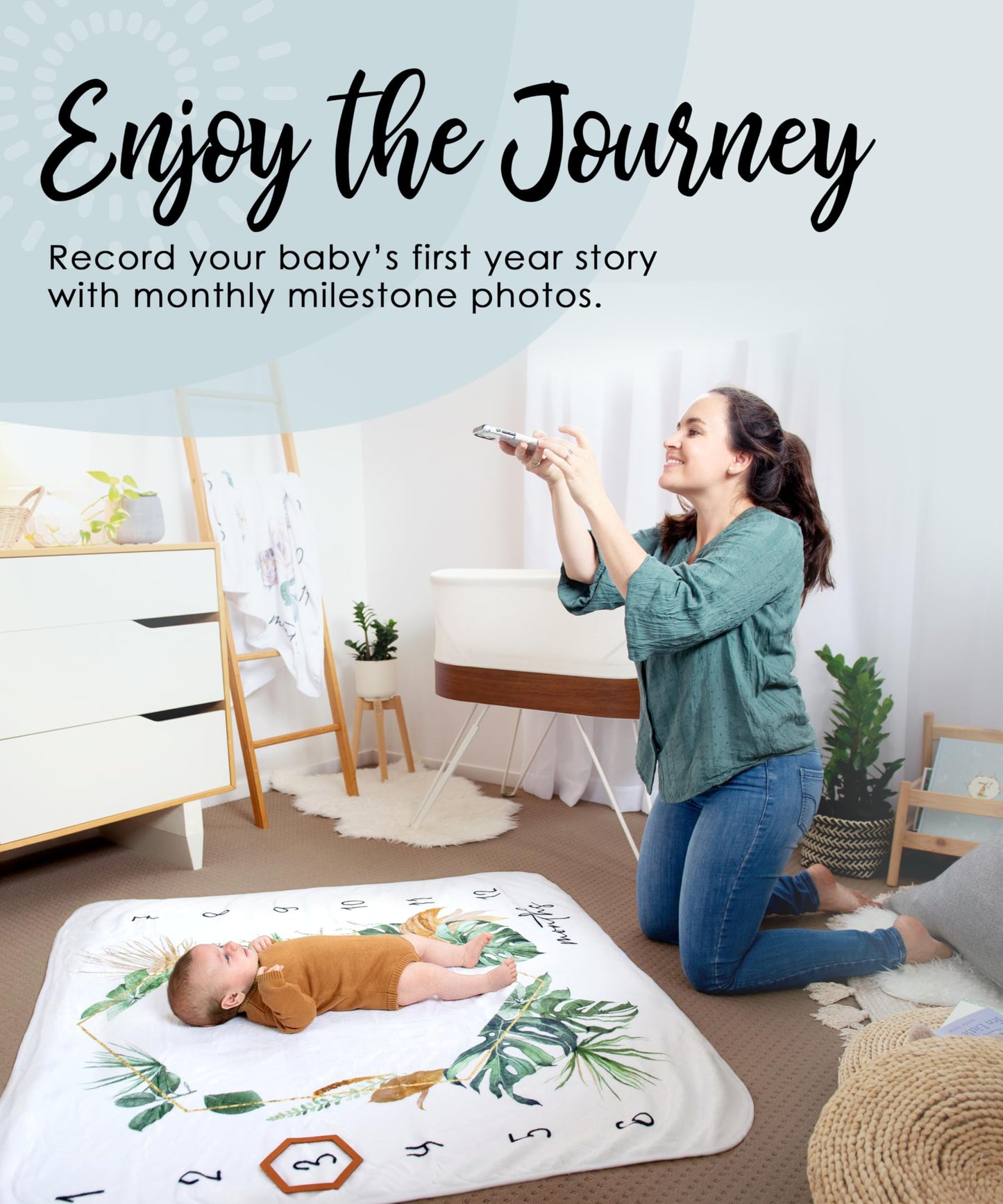Baby Monthly Milestone Blanket for Boys and Girls - Soft Thick Fleece 46"x46" - Perfect Photo Growth Chart for First 12 Months - Extra Cozy for Pictures, Creating Monthly Memories - Tropical Design