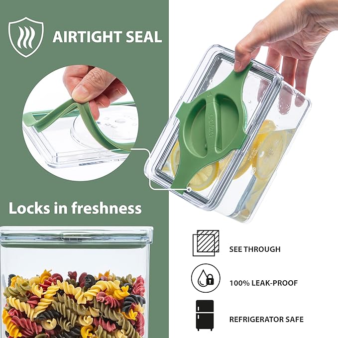 Prestoor 4-Pack Airtight Pantry Containers, 1.9 QT / 1.8 L Clear Food Storage Jars with Leakproof Twist-Lock Lids, Detachable Lid for Easy Cleaning, Cereal, Pasta, Rice, Oats, Snack Storage -Black