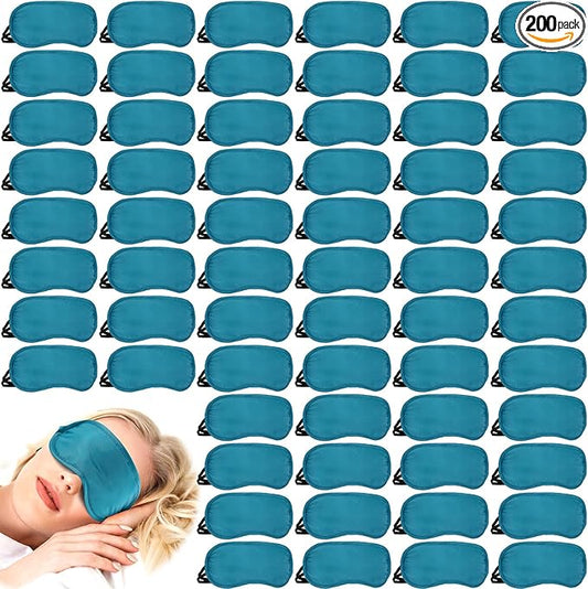 Tarpop 200 Pcs Eye Mask Sleeping Blindfold Eye Cover with Adjustable Strap for Games Party Team Building Travel Individually Wrapped Sleep Mask for Women Men (Lake Blue)