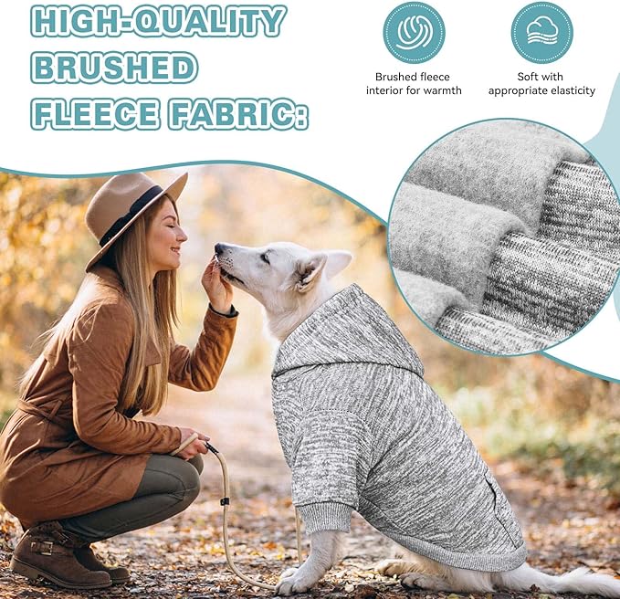 Dog Sweaters for Small Dogs Dog Hoodie Fleece Pet Sweater Soft Clothes Sweatshirt with Pocket Pet Hoodie for Small Dogs Puppy Sweater(Grey&XS)