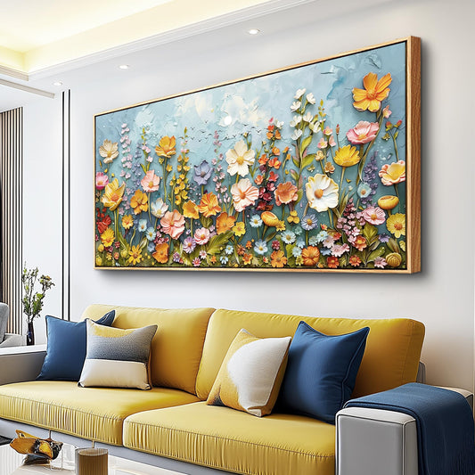 PHAOHUAXM Canvas Wall Decor For Living Room Dining Room Mural Vintage Print Picture YAbstract Colored Floral Wood Frame Artwork For Farmhouse Kitchen Bedroom Corridor Home Decor Aesthetics 20x40 In