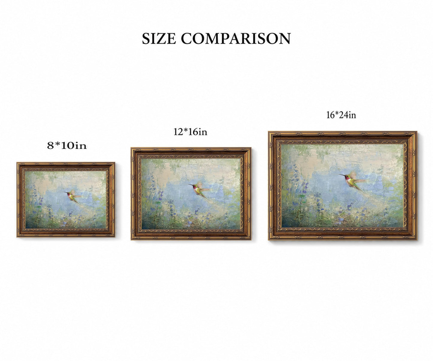 Hummingbird Wall Art Framed Canvas Prints, 8x10 Inches