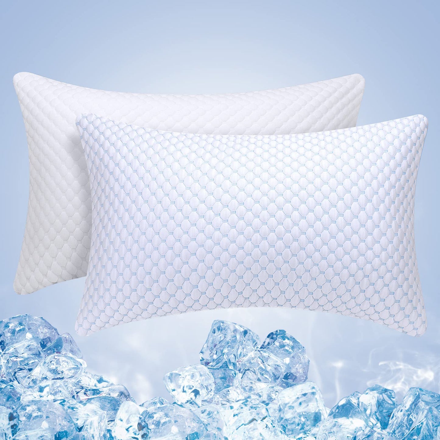 OSBED Adjustable Cooling Shredded Memory Foam Pillows King Size Set of 2 - Temperature-Regulating for Hot Sleepers with Dual Airflow Ventilation(CertiPUR-US & Hypoallergenic & Machine Washable)