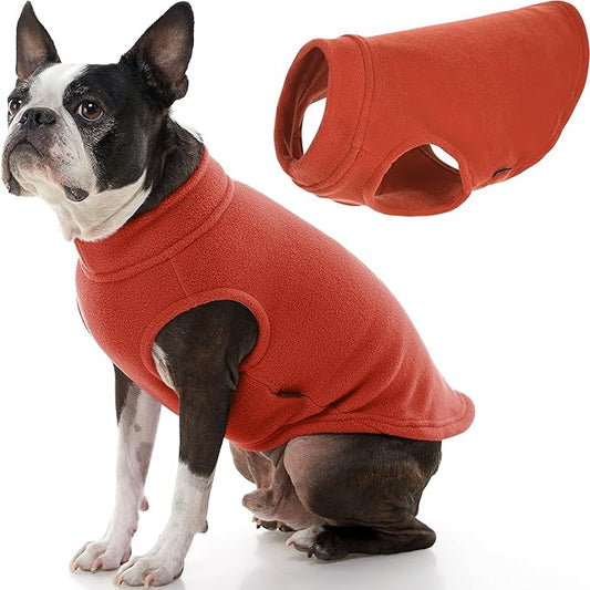Gooby Stretch Fleece Vest Dog Sweater - Pumpkin, X-Large - Warm Pullover Super Stretchy Fleece Dog Jacket for Small to Large Dogs