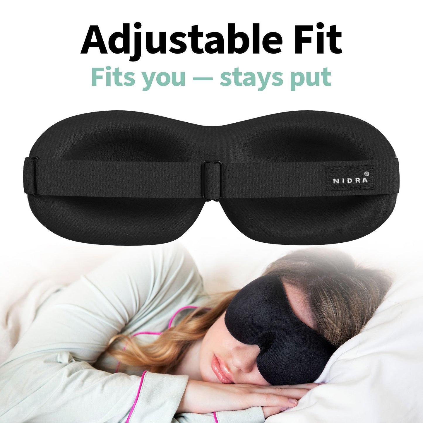 Nidra Contoured Sleep Mask for Side Sleepers – Zero Pressure Fit, Light Blocking Eye Shade for Sleeping & Travel – Purple, Small Size