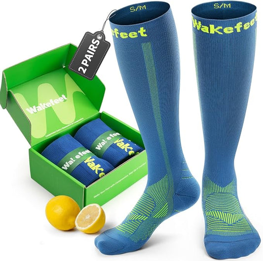 Wakefeet Compression Socks for Women Men 3 Pairs, Compression Stockings, Fragrance Flight Socks for Travelling Sitting