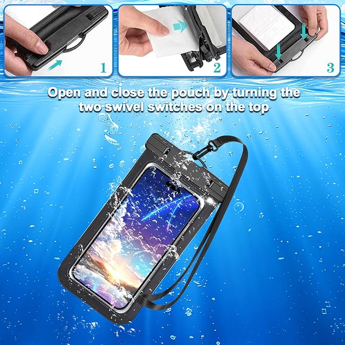 Up to 8.3" 6 Pack Multicolor Universal Waterproof Phone Pouch, Phone Waterproof Case Dry Bag,Protection Level: IP68,Outdoor for Apple iPhone,Samsung,and More,White,Blue,Red,Purple,Yellow,Green