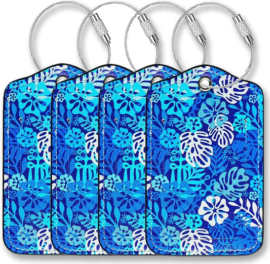 Luggage Tags for Suitcases-Leather Luggage Tag 4 Pack with Loops Hawaii Cute Bag/Backpack/Suitcase Tags Carnival Cruise Accessories