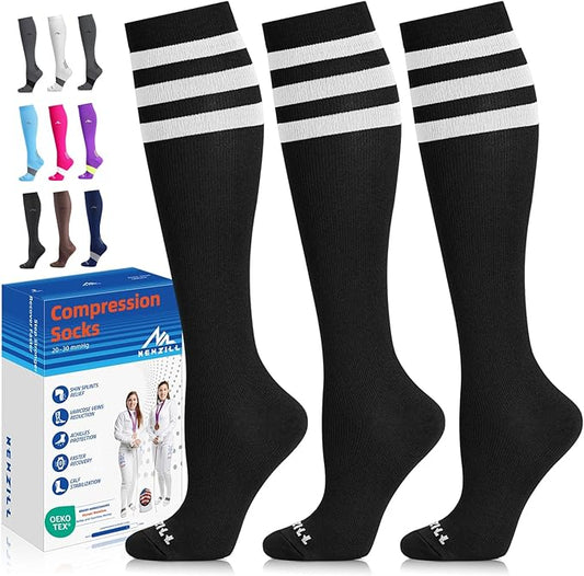 NEWZILL Medical Compression Socks for Women & Men, 20-30 mmHg Knee-High Support for Circulation, All-Day Comfort for Work Travel Running Cycling and Fitness