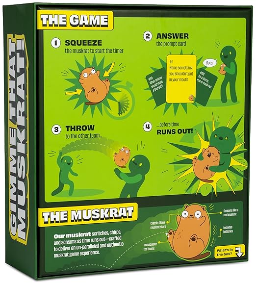 DSS Games Gimme That Muskrat: A Rodent-Tossing Party Game [Hot Potato, Inside or Outside Family Activity, Adult Game Evening, White Elephant Gift, Stocking Stuffer]