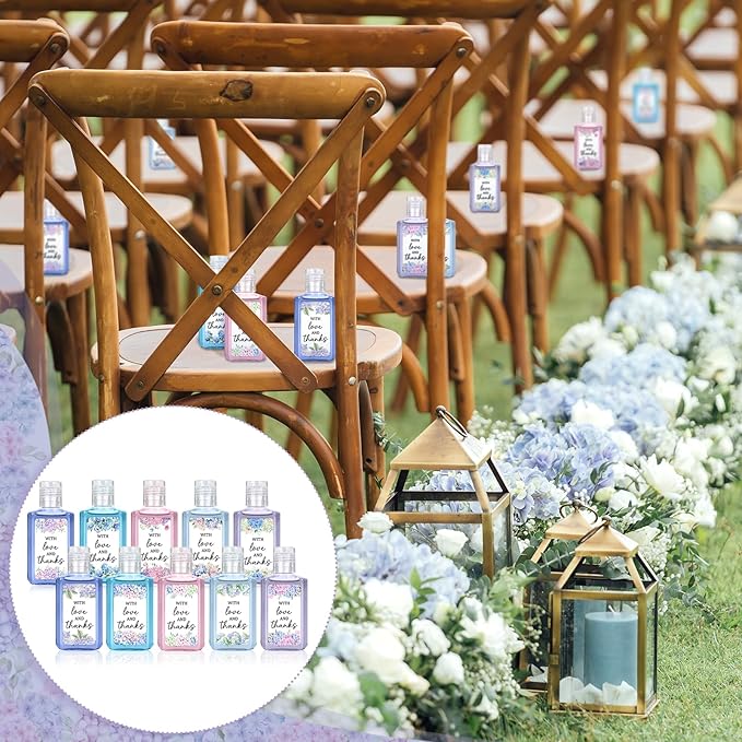 50 Pcs Hygrangea Mini Hand Sanitizer Bulk Thank You Gift Favors Small Hand Sanitizer for Guest 1fl oz Travel Size Hand Soap Gift for Wedding and Baby Shower Supplies