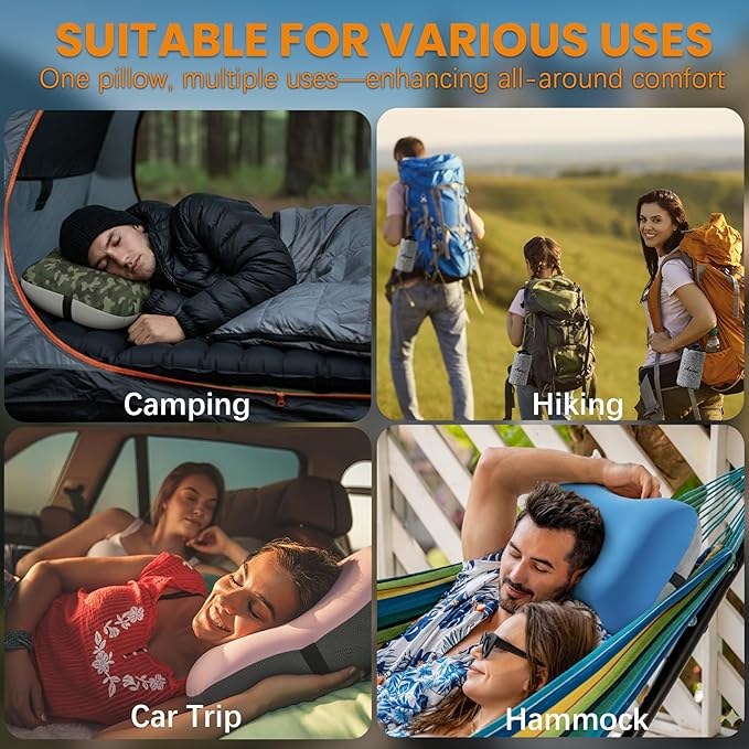 Antfuny 2 Packs Neck Pillow Inflatable for Travel Camp Beach Air Blow Up Kilos Gear Tanning Accessories Airplane Seat Cushion Lab Long Flight Essential Plane Flying Oversea Business Airline