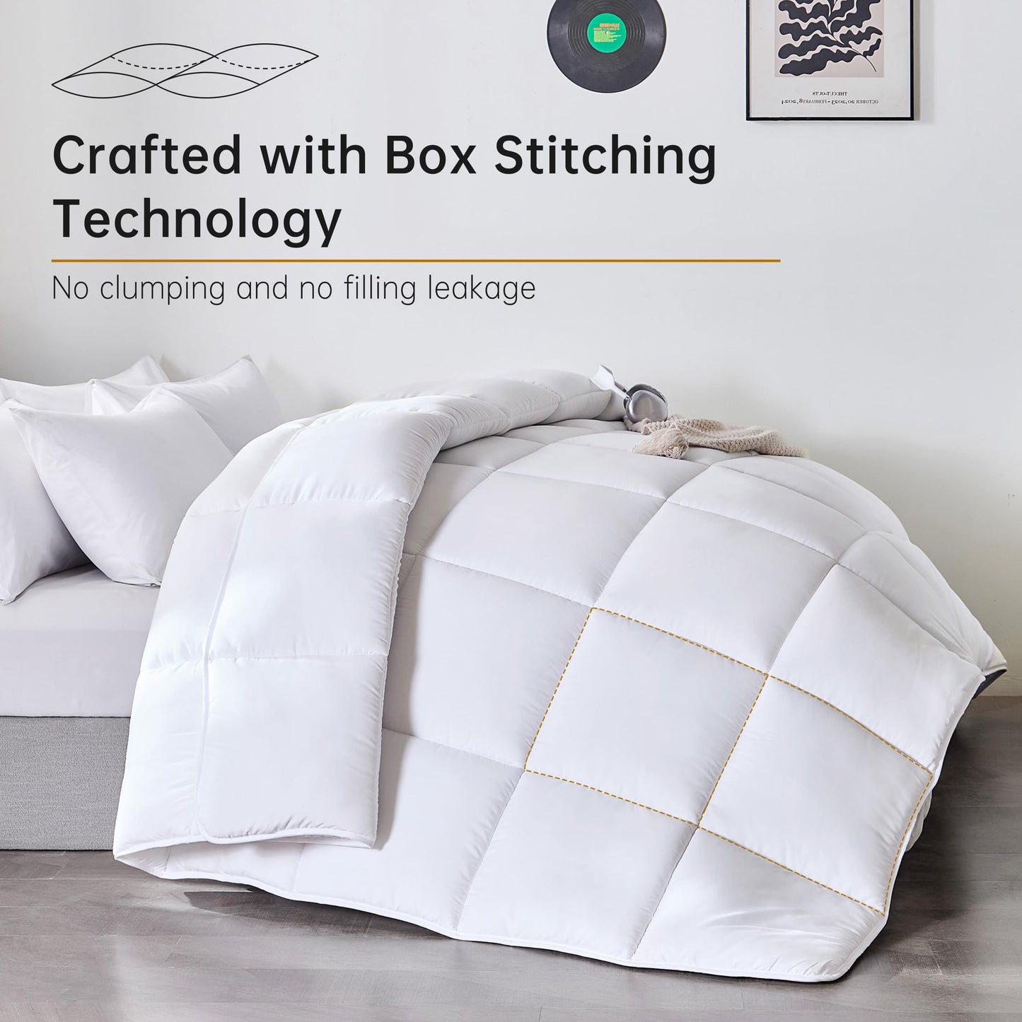 ABOUTABED Twin Comforter Duvet Insert White, All Season Down Alternative Comforter, Ultra Soft Quilted Bedding Comforter with 8 Corner Tabs, Machine Washable