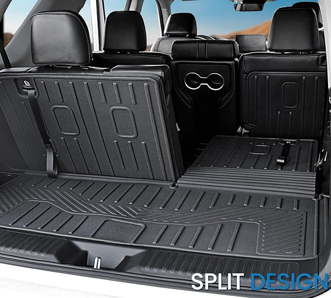 JOULARISE Cargo Mat for Honda Pilot 2026 2025 2024 2023, All Weather TPE Trunk Mat with Backrest Mat Left Storage Tray Mat Car Accessories for Pilot (Trunk Mat with Backrest Mats)