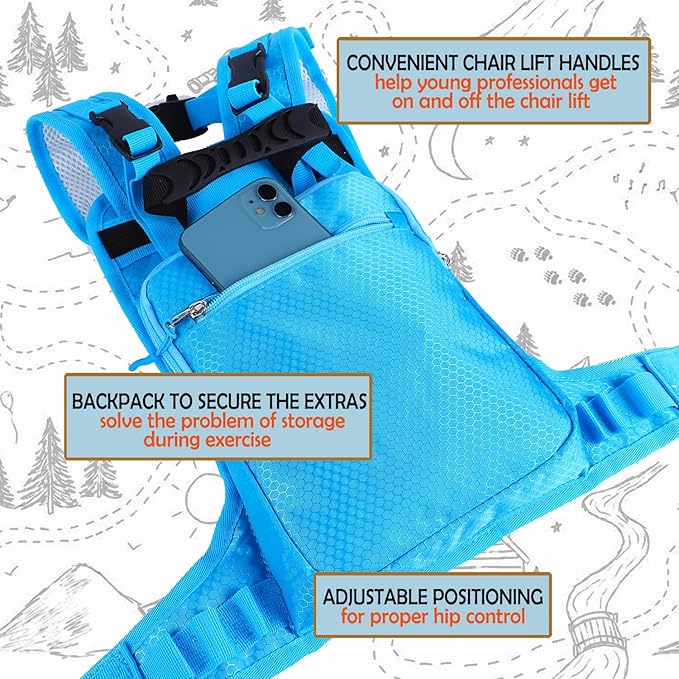 CapsLock Ski and Snowboard Harness Trainer for Kids – Retractable Leash with Shock Absorbing Bungees for Safe Ski Training