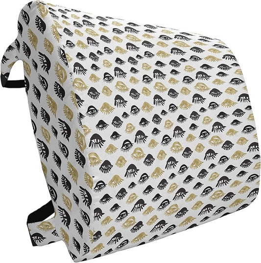 Ambesonne Trippy Lumbar Back Support Pillow, Woman Eyes with Eyelash Unusual Style Fashion Modern Design Print Graphic, High Density Foam for Office Chairs Car Seats, 14" x 13", Yellow Black