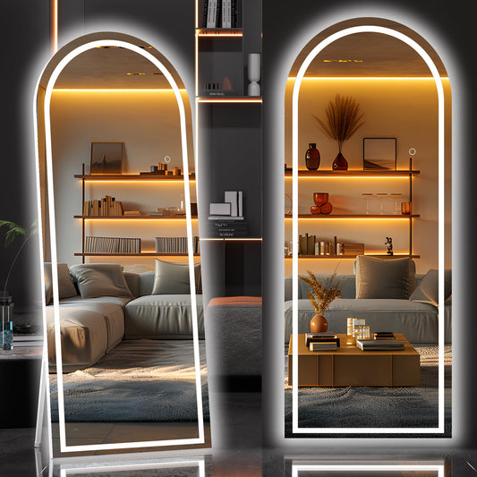 Hasipu 79" X 36" Full Length Mirror with Lights, Aluminum Frame Arch Led Mirror Full Length and 3 Colors Temperatures & Brightness Adjustable