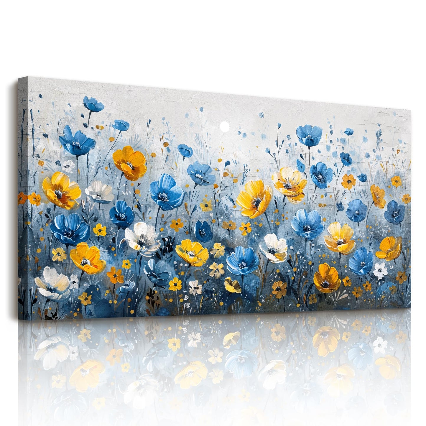 SERIMINO Floral Wall Art, Large Wall Art, Botanical Wall Decor, Blue and Yellow Wildflowers Art Prints, Modern Elegant Pictures for Living Room Bedroom Bathroom Kitchen Office Decorations 20"x40"
