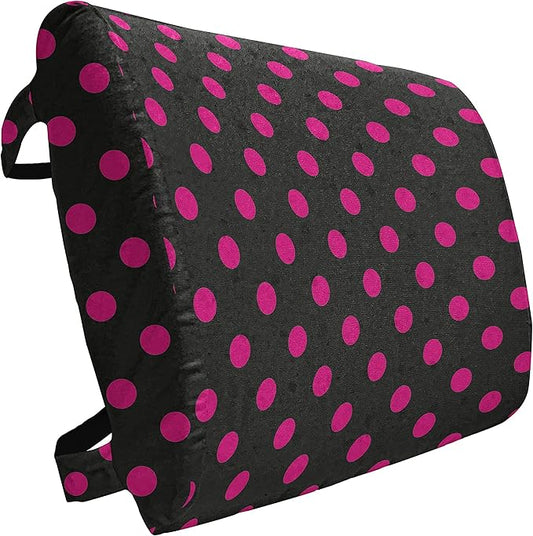 Ambesonne Hot Pink Lumbar Back Support Pillow, Old Fashioned Polka Dots Symmetrical Pattern in Vibrant Color Classical Pop, High Density Foam for Office Chairs Car Seats, 14" x 13", Black Hot Pink