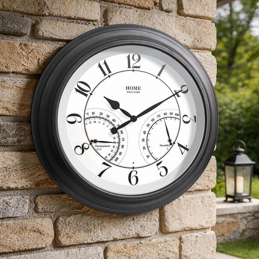 Pytha Sight 24 Inch Outdoor Clocks Waterproof, Large Easy-to-Read Illuminated Outdoor Wall Clock with Smart Light Sensor, Silent Large Outdoor Clock for Patio, Pool,Porch,Garden,Backyard