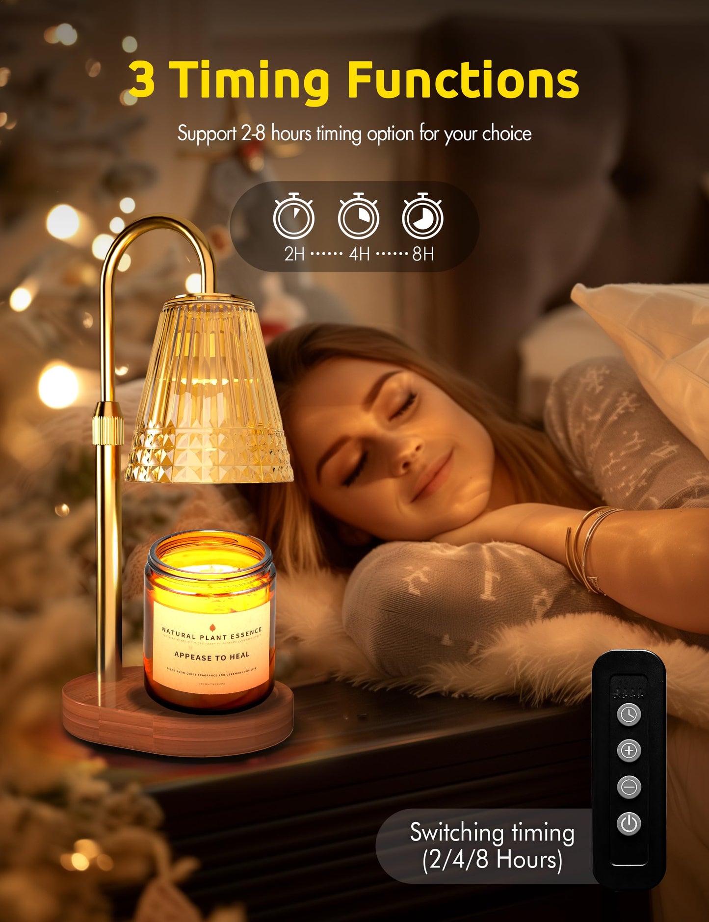 Candle Warmer Lamp with Timer Dimmer, Adjustable Wax Warmer for Jar Candles