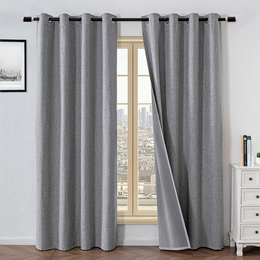 FancyRoof 100% Blackout Curtains 84 Inch Length 2 Panels Set, Black Out Curtains for Living Room, Light Grey Thermal Insulated Grommet Drapes Bedroom Luxury Decor Privacy(52W × 84L inch, Light Grey)