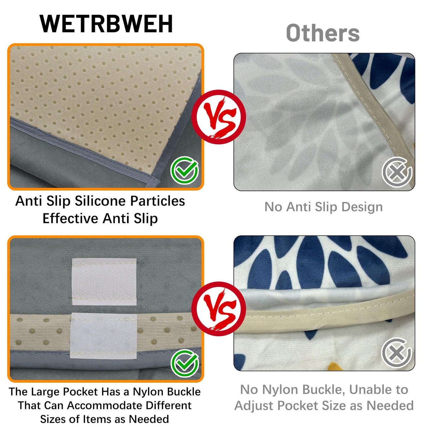 WETRBWEH TV Remote Control Holder Couch Caddy, Non-slip Bedside Caddy Organizer with 5 Pockets for Key Glasses Phone Magazine Holders (Gray, 35"x12.4")