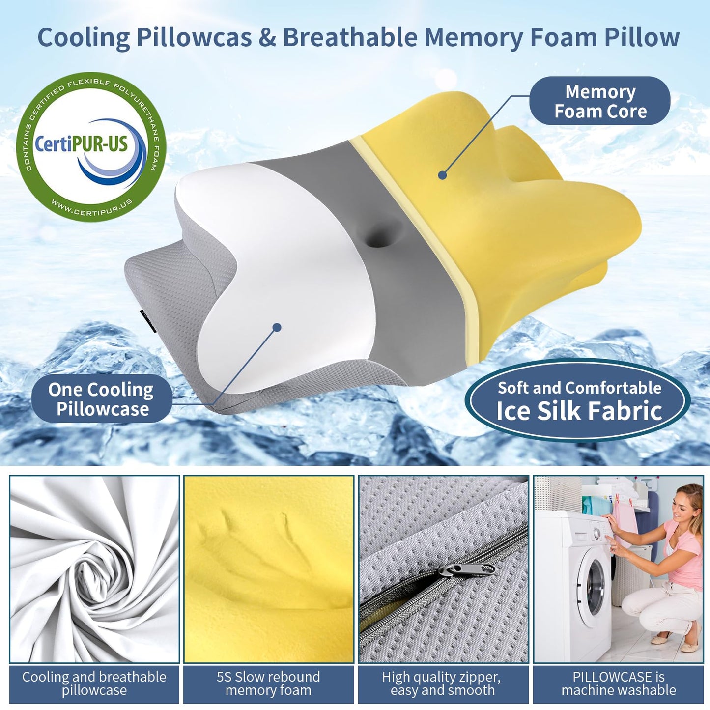 Cervical Neck Pillow for Pain Relief - Ergonomic Pillow Side Sleeper Pillow for Sleeping, Orthopedic Bed Pillow Neck Support Pillow, Contour Memory Foam Pillows for Side Back Stomach Sleepers