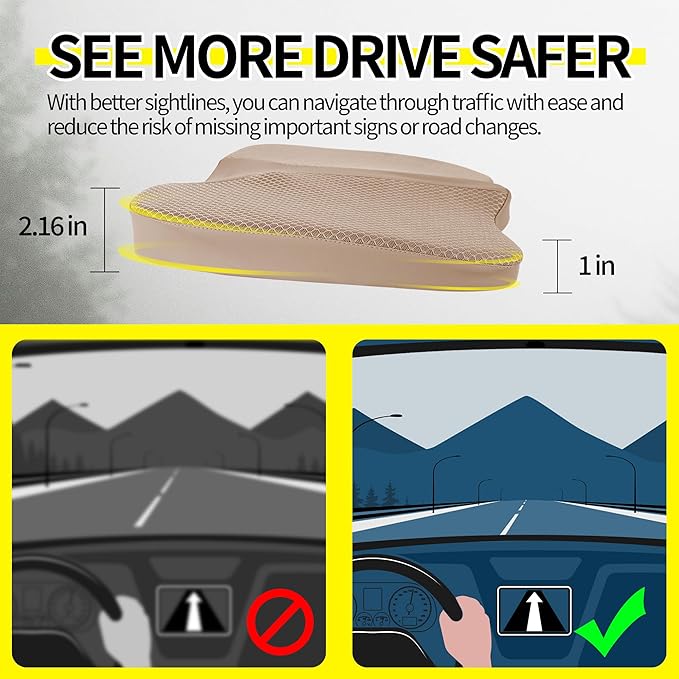 LARROUS Comfort Memory Foam Seat Cushion for Car Seat Driver, Tailbone (Coccyx) Pain Relief Pad for Driving, Office Chair (Beige)