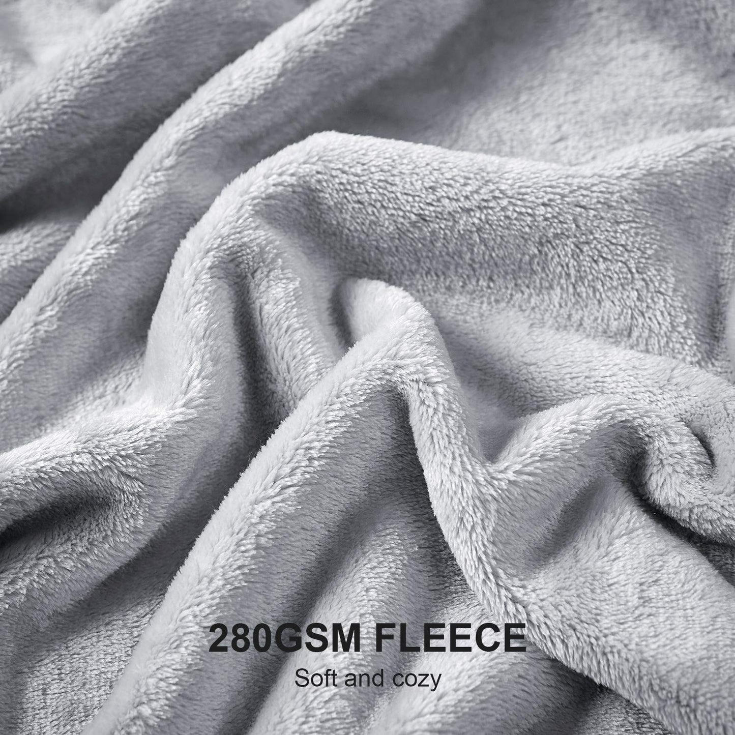 Hansleep Fleece Light Grey Full Blanket, Super Soft Flannel Fuzzy Plush Cozy Blanket for All Seasons, Light Grey, Full 84x90 Inches