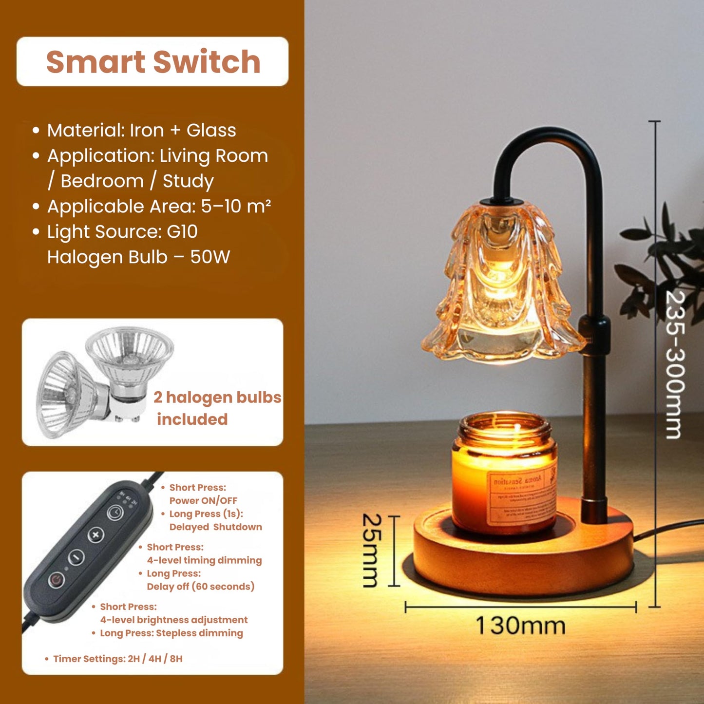 With Memories-Candle Warmer Lamp with Timer Dimmable, Birthday Gifts for Women Mom, House Warming Gifts New Home Decor, Wax Melt Warmer for Jar Candles with 2 Bulbs (Black)