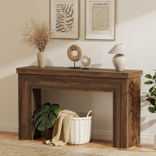 Huuger 54 Inch Entryway Table, Retangular Console Table, Farmhouse Sofa Table Behind the Couch, Long for Entrance, Hallway, Foyer, Living Room, Rustic Brown